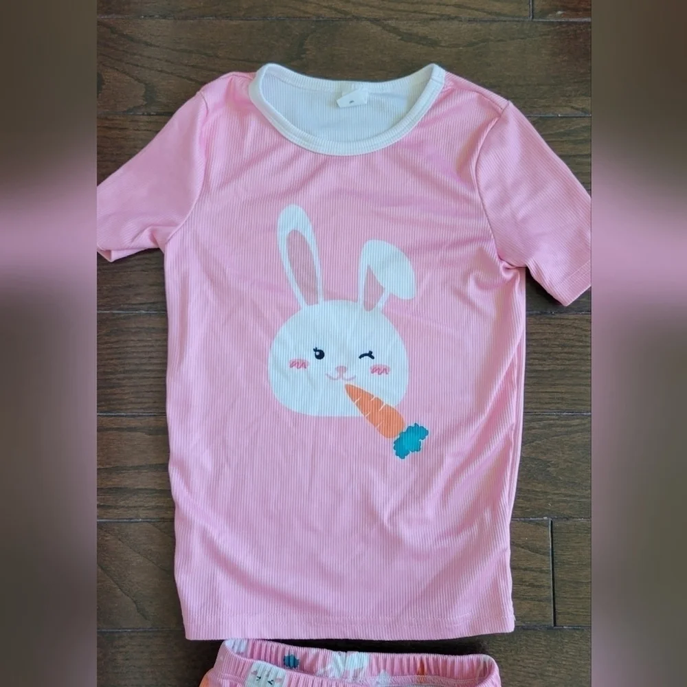 Toddler Girls Cartoon Graphic Contrast Trim Snug Fit PJ Set Size: 7Y